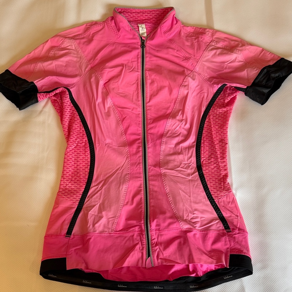 Lululemon Athletica Pink and Black Cycling Jersey